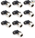 CEKER 5/32" Od x 1/8" NPT 90 Degree Elbow Male Push-to-Connect Fittings, 10 Pack, Air & Water Compatible, Plastic & Stainless Steel, 5/32" Tubing
