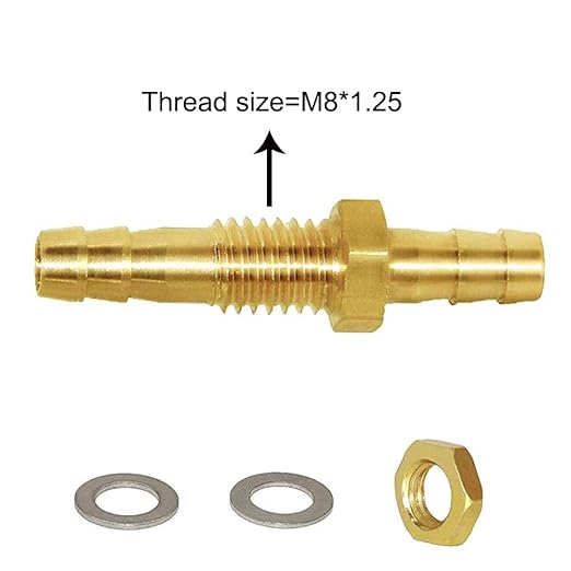 Joywayus 2pcs 1/4'' Hose Barb Thru-Bulk Head Hex Union Brass Fitting with Flat Washer Gasket Water/Fuel/Air
