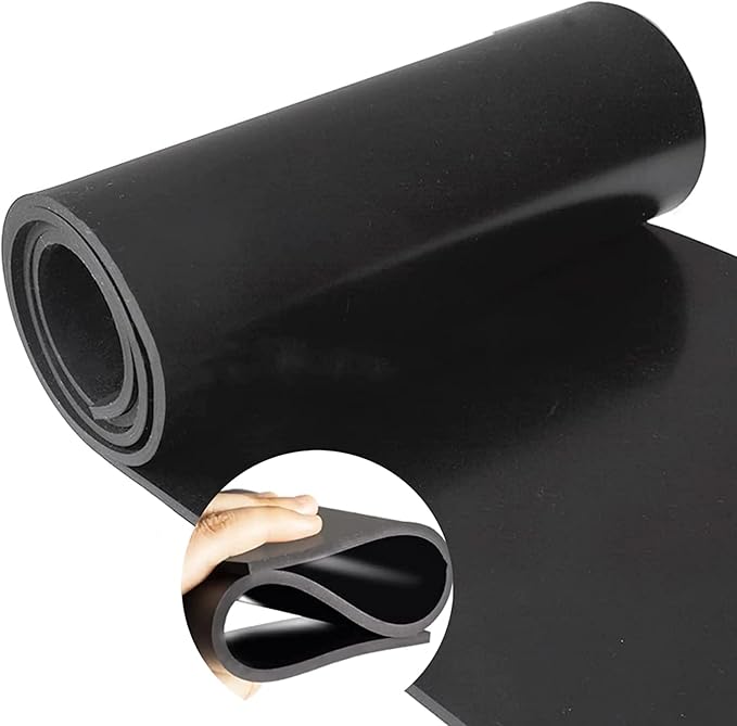 Nisorpa Neoprene Rubber Sheet Rolls, 3.3x6.6 ft 1/8'' Thick Solid Rubber Sheet Silicone Roll Insulated Roll Heatproof Oil Resistance for DIY Gasket/Material Sealing/Garage Floor Mat