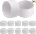 12 Pack 1 Inch PVC Cap, SCH40 PVC Pipe End Cap Fitting Furniture Grade PVC Pipe End Cap Plug Adapter, White PVC Pipe Plug Socket Fittings for Build PVC Furniture DIY Garden Shelf