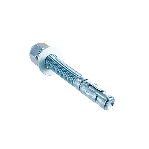 Conquest 5/8" x 5" Zinc Plated Wedge Anchors (Box of 25) – High Performance Concrete Anchors – Rust Resistant Zinc Plating for Dry Interior Environments – Heavy Duty Fastener for Concrete