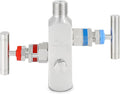 2-Valve Manifold – 316 Stainless Steel 2-Way High-Pressure Gas Distributor, Compatible with Pressure Gauges & Transmitters by Rosemount, Siemens, Honeywell, E+H.