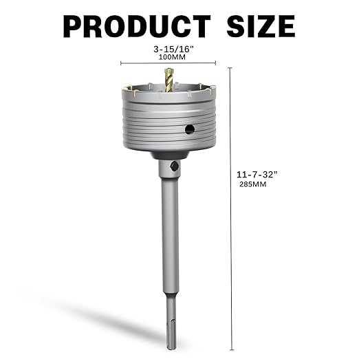 4-5/16" Concrete Hole Saw,110mm Masonry Hole Saw, with 220mm SDS Plus Shank Connecting Rod for Concrete Brick Cement Stone Wall Drilling Home Improvement