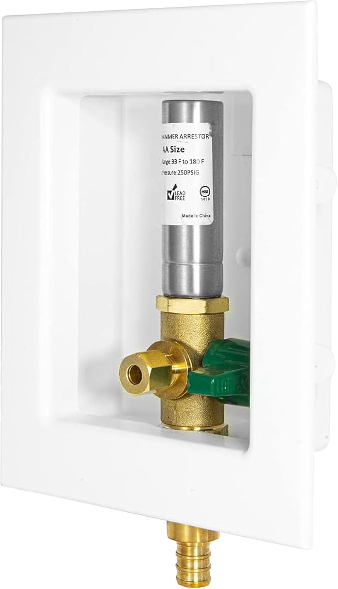 20-Pack Seelink Pre-Assembled Ice Maker Outlet Box, 1/2" PEX Crimp Inlet x 1/4" OD Compression Outlet, with Installed 1/4-Turn Ball Valve and Stainless Steel Hammer Arrestor