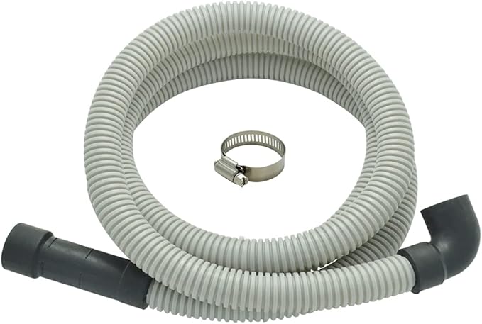 Dishwasher Drain Hose with ID 0.94 inch Elbow, 6 FT Flexible Dishwasher Discharge Hose with Clamps, Trim to Fit 5/8 Inch, 7/8 Inch, or 1 Inch OD Outlets