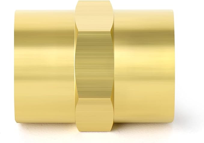 GASHER 8PCS Brass Pipe Fitting, Brass Coupling, 3/8-Inch Female Pipe x 3/8-Inch Female Pipe