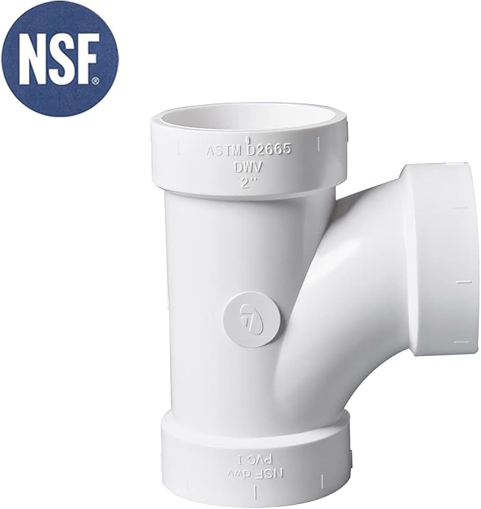 Rainbow Dream 1-1/2 Inch DWV PVC Tee Pipe Fitting Adapter - 2 pcs, White