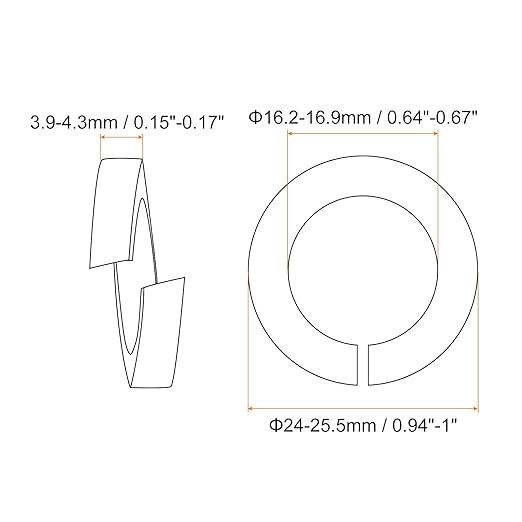 uxcell 5 Pcs Spring Lock Washer, M16 Split Lock Washer Assortment 316 Stainless Steel Lock Washers for Screws Bolts Nuts, Silver