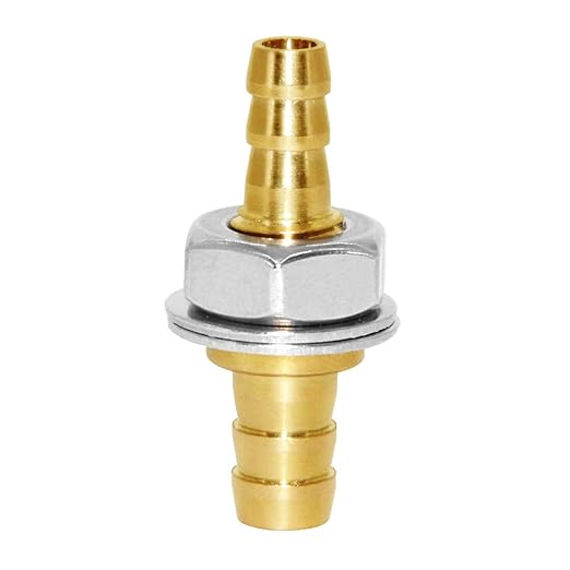 Joywayus Thru-Bulk Bulkhead Hose Barb 5/16"×3/8" Reducing Barb Hex Union Brass Fitting