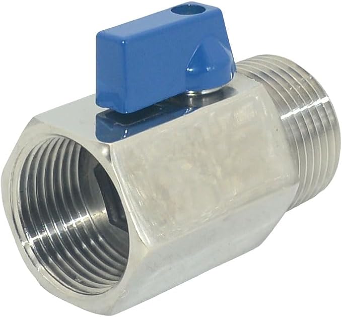 2 Pack Mini Ball Valve, Stainless Steel Female x Male NPT Thread Shut-Off Valve (1")