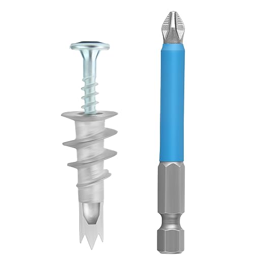100pcs Drywall Anchors, Zinc Self-Drilling Anchor and Screw with Cross Groove Drill Bit, Fasteners Wall Anchors