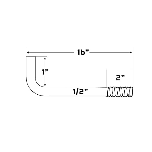 1/2"-13 x 16" L-Bolt Concrete Anchor Bolt - Hot Dip Galvanized by Conquest Fasteners