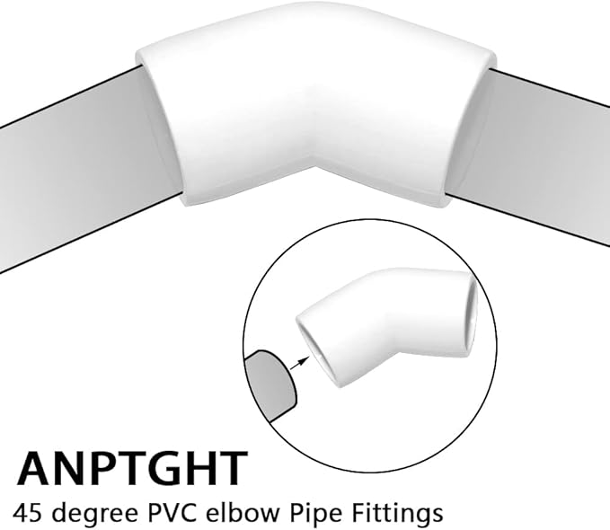 1" 45 Degree PVC Elbow Fitting, Furniture Grade 2 Way Right Angle Elbow Side Outlet, PVC Corner Fittings for DIY Building Furniture Greenhouse Shed Pipe Fittings Tent Connection (Pack of 8)