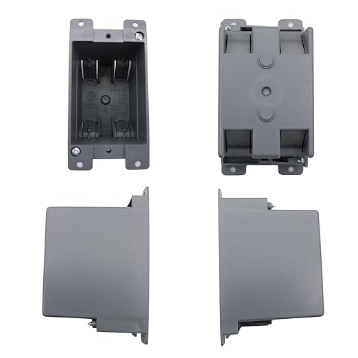 Old Work Electrical Box 1 Gang，PVC Electrical Junction Box for Switch，14 CU.in.Electrical Outlet Boxes Plastic Single (Pack of 6),for Home Improvement,ETL,Fire Rated for 2 Hours
