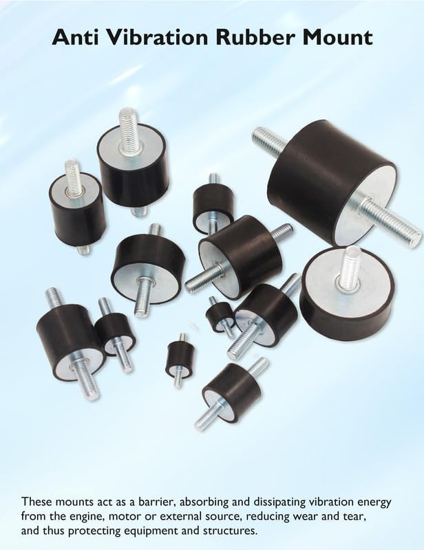 M8 Rubber Vibration Isolator Mounts Double Stud Shock Absorber Isolation Mounts Anti Vibration Silent-Blocks for Car Boat Bobbins Motors Compressors Pumps, 4pcs M8x23-40x20mm, 8pcs LockNuts