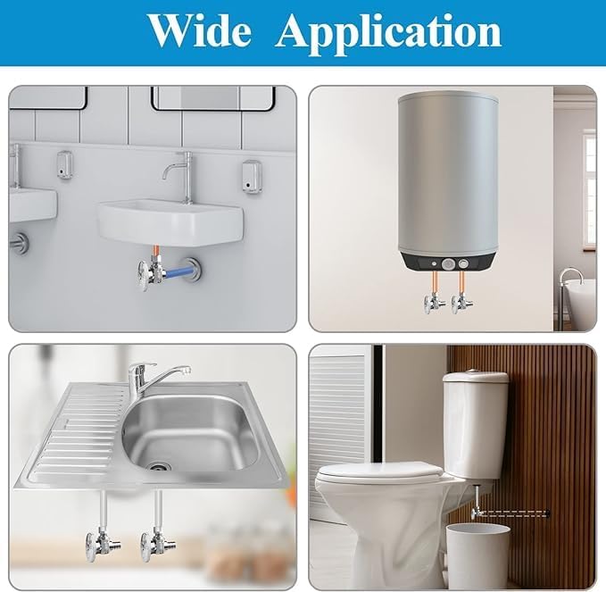 WiseWater Push to Connect Angle Stop Valve 1/2" Push x 3/8" Compression, 1/4 Turn for Quick Shut Off, Chrome Plated Brass with Disconnect Clip, for PEX, Copper, CPVC Pipes (Pack of 5)
