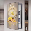 Fuse Box Cover Cabinet, Breaker Box Cover, Decorative Painting of Electricity Meter with Clock, Wall Mounted Hide Electrical Panel Cover Decorative,M,45x90cm