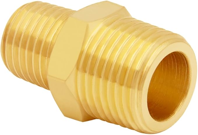 3PCS Brass Reducer Adapter, 1/4" NPT Male to 3/8" NPT Male Thread, Hex Reducing Pipe Fitting Coupler Nipple Connector for Water/Oil/Gas