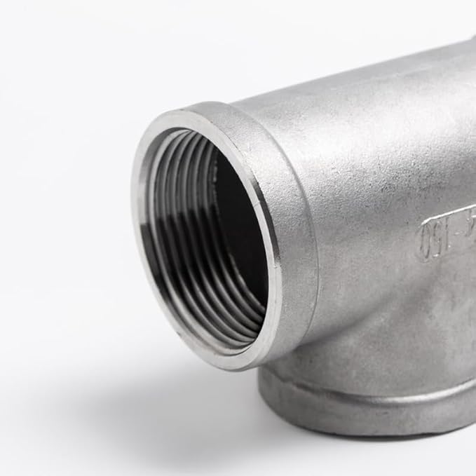 Beduan 1/4" Tee Female NPT T Shaped 3 Way Cast Pipe Fitting - Stainless Steel 304 (Pack of 2)