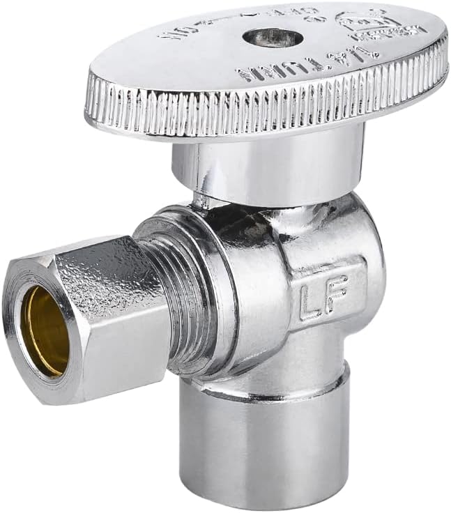 (Pack of 10) EFIELD 1/4 Turn Angle Stop Valve Sweat 1/2" X 3/8" OD Compression Connection, Chrome Plated Brass, cUPC Certified,(VALVE084)
