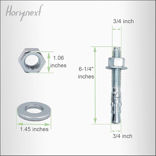 3/4" x 6-1/4" Wedge Anchor, for Cement and Concrete only, zinc-Plated Carbon Steel Screws and lag Bolts （ 30 pcs