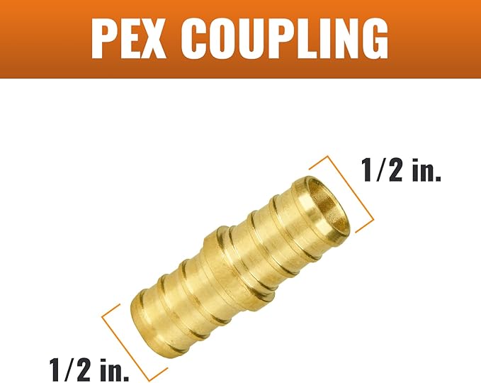 SUNGATOR 6-Pack 1/2" Pex Coupling, No Lead Brass, 1/2 Inch Pex Fittings, NSF, UPC Certified