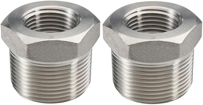Beduan Stainless Steel Reducer Hex Bushing 1-1/4" Male NPT to 1" Female NPT Reducing Cast Pipe Adapter Fitting for Air Water Gas Fuel(Pack of 2)