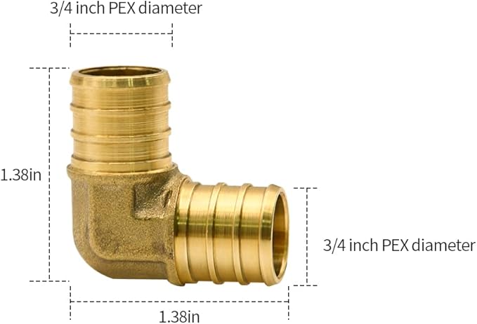 10 Pack 3/4" PEX Fittings, PEX Elbow Fittings, Brass PEX Fittings for PEX Tubing Pipe