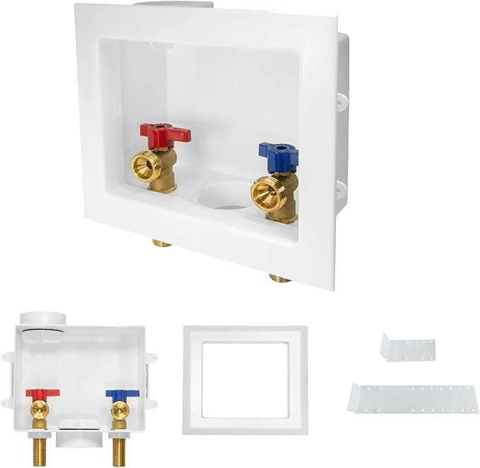 30-PACK GUOFIS Washing Machine Outlet Box, PEX Laundry Washer Box with Central and Side Drain Design(1/2"MIP Sweat Connection Inlet X 3/4"MHT Outlet)(WM001-30Pack)