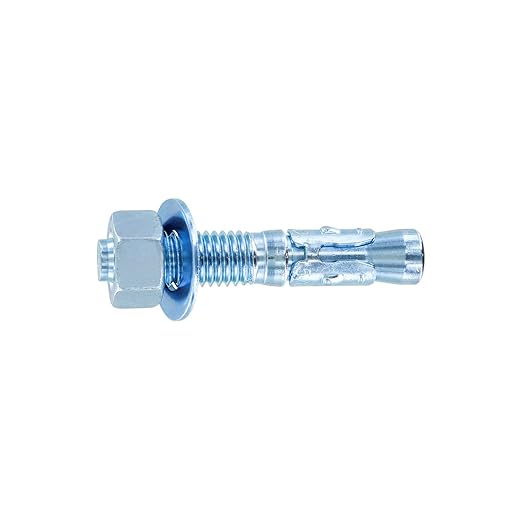 Conquest 5/8" x 3-1/2" Zinc Plated Wedge Anchors (Box of 25) High Performance Concrete Anchors - Rust Resistant Zinc Plating for Dry Interior Environments - Heavy Duty Fastener for Concrete