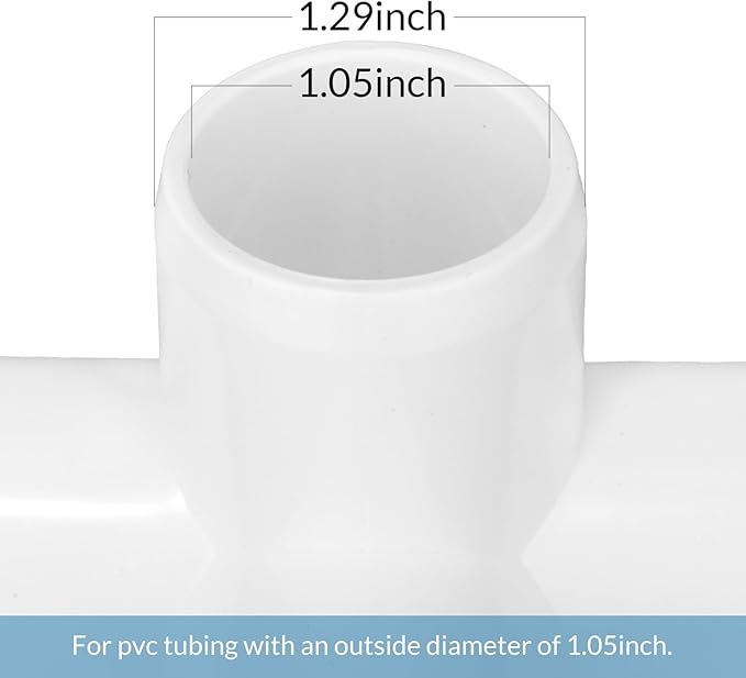 3/4 Inch Tee PVC Fitting 4 Way Elbow Connector, Furniture Grade 90 Degree Elbow Side Outlet, Corner Fittings for Building Furniture Greenhouse Shed Pipe Fittings Tent Connection(12 packs)
