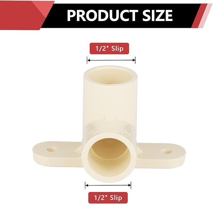 (Pack of 10) EFIELD CPVC Pipe Fitting, 1/2"Slip x 1/2"Slip CPVC-CTS 90-Degree Drop Ear Elbow(Wing Elbow),(CPVC046-10)