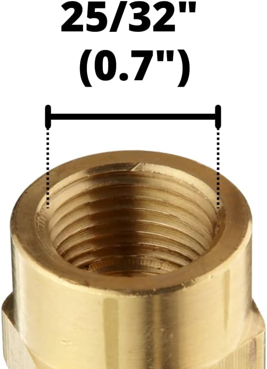 1/2" NPTF x 1/4" NPTF Female Brass Coupling/Coupler Pipe Thread Union/Joiner Fitting | 33300-08-04 (5-PACK)