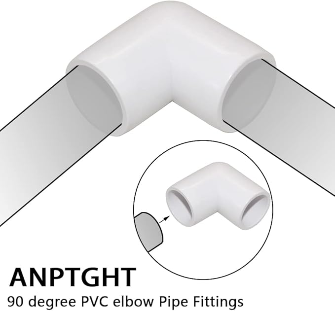 1" 90 Degree PVC Elbow Fitting, Furniture Grade 2 Way Right Angle Elbow Side Outlet, PVC Corner Fittings for DIY Building Furniture Greenhouse Shed Pipe Fittings Tent Connection (Pack of 8)