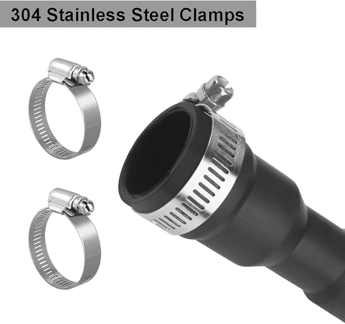 TTFLEX 12 FT Dishwasher Drain Hose, Flexible Discharge Hose with Stainless Steel Clamps, Trim to Fit 5/8 Inch, 3/4 Inch, or 1 Inch Dishwasher and Sink End