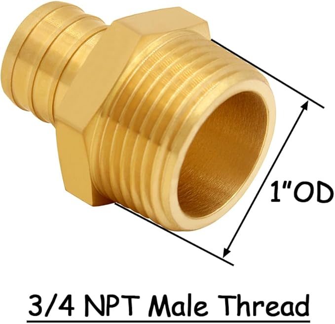 8PCS LF Brass 1/2 Inch PEX Barb to 3/4 NPT Male Straight Coupling Pipe Crimp Fitting
