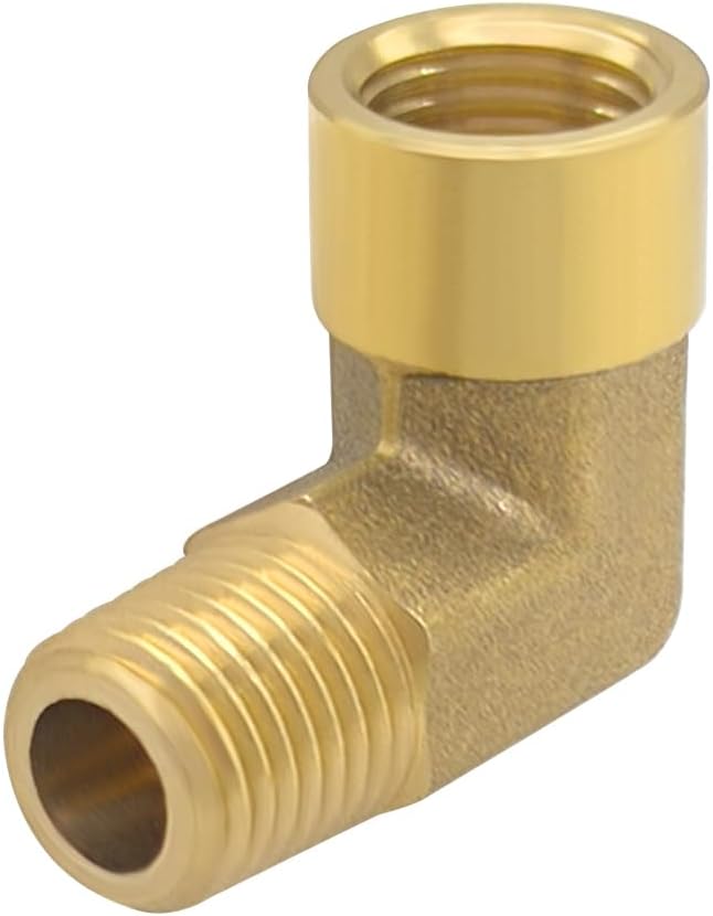 Hooshing 2PCS 90 Degree Street Elbow 1/4" NPT Male to 1/4" NPT Female Brass Pipe Fitting