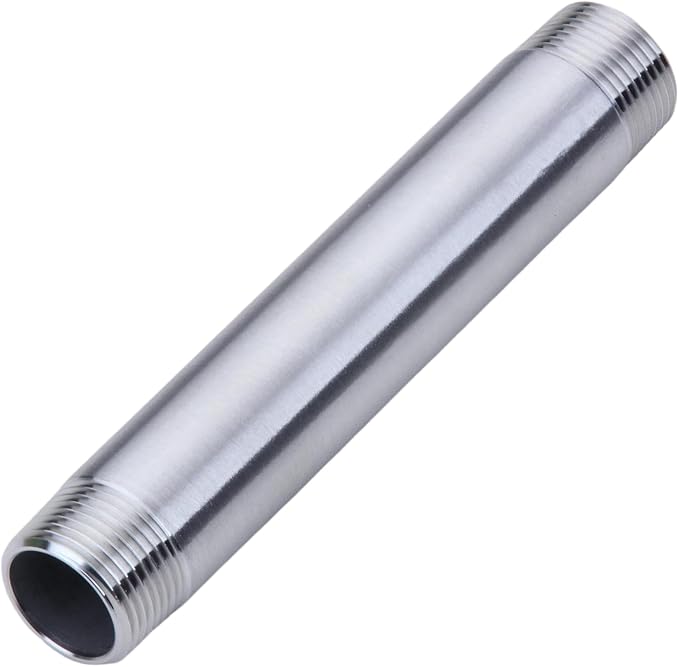 CONSTELLAR 304 Stainless Steel Pipe Fitting - 1" NPT Male x 1" NPT Male Threaded Thickened Pipe Wall, 200mm (8 inch) Length Heavy Nipple Seamless Pipe (1 Pcs)