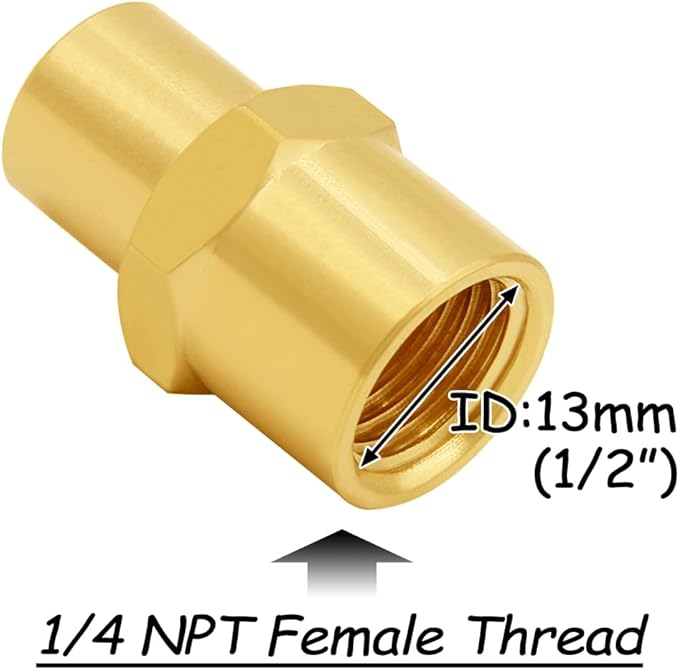 3PCS Brass Reducer Adapter, 1/8" NPT Female to 1/4" NPT Female Thread, Hex Reducing Pipe Fitting Coupler Nipple Connector for Water/Oil/Gas