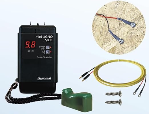 Mini-Ligno S/DC Moisture Meter for Moisture Monitoring in Roof Leaks, Windows, Wall Boards, Softwood, Hardwood - Humidity Detection Tool for in-House Leak Detection with 1-3 ft. Loop Cable