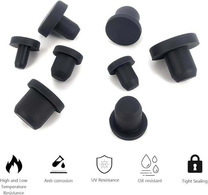 80 PCS Silicone Plugs Rubber Hole Plugs 0.15“ 0.21” 0.23“ 0.25” 0.29“ 0.31” 0.33“ 0.37” Rubber Stopper for Round Holes Waterproof Hole End Covers Soft Flexible Stopper Sealing Plugs Pipe Holes