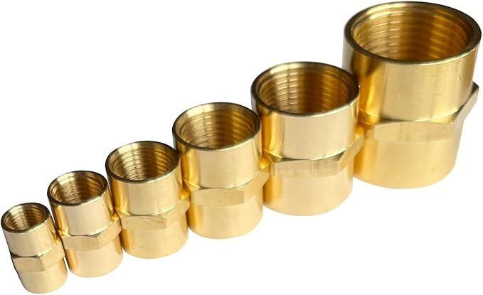1/8" Female Threaded Hex Nipple Brass Coupling Coupling NPT Pipe Fitting Pipe Adapter Straight Connectors for Air, Gas, Oil, Fuel, Propane Pack of 2