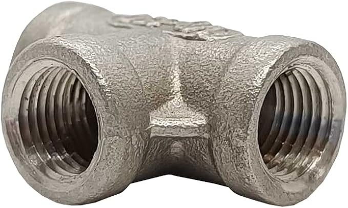 AF Hydro Stainless Steel SS316 Tee Pipe Fitting, 1/2''NPT Female Thread, Pressure Rating up to 150 PSI, Class 150 Connector Adapter, 2 pcs in a pack