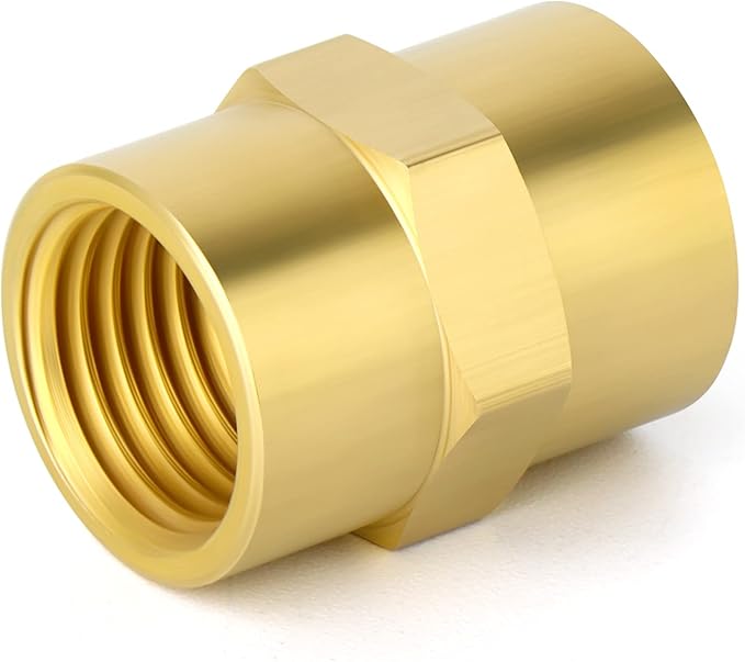 GASHER 2PCS Brass Pipe Fitting, Brass Coupling, 1-Inch Female Pipe x 1-Inch Female Pipe