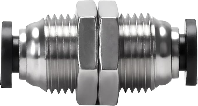Bulkhead Union Push to Connect Tube Fitting 4mm Tube OD Double Threaded (10 Packs)