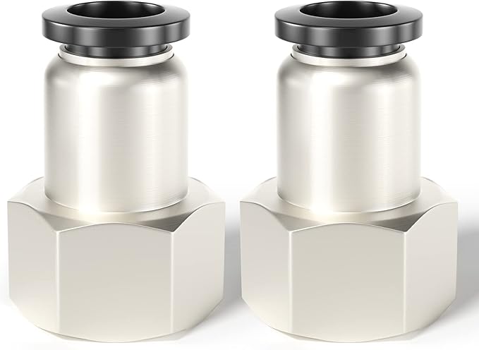 TAILONZ PNEUMATIC Female Straight 3/8 Inch Tube OD x 3/8 Inch NPT Thread Push to Connect Fittings PCF-3/8-N3(Pack of 2)