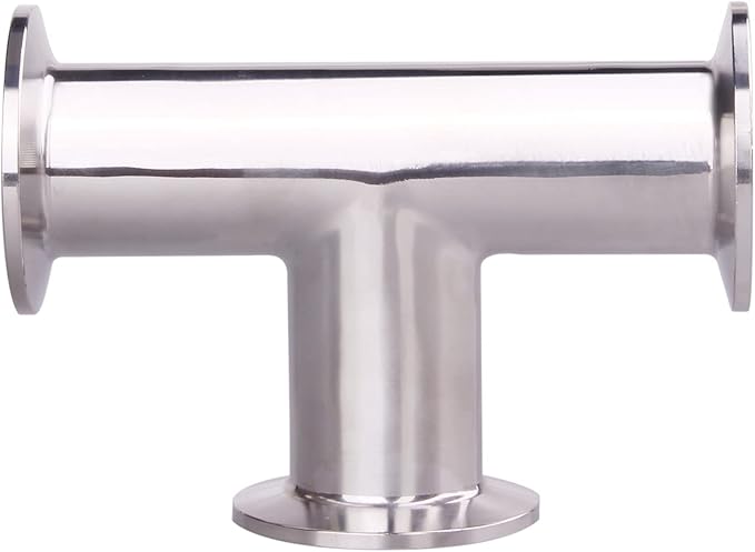 DERNORD Clamp Tee 3 Way Stainless Steel 304 Sanitary Fitting Fits 1.5" Tri-clamp, 32mm Pipe OD