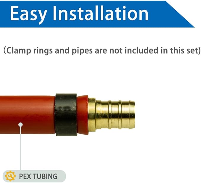 Hooshing 10PCS 1/2 Inch Straight Coupling PEX Fitting Soild Brass Barb Crimp For PEX Pipe Hose Fittings