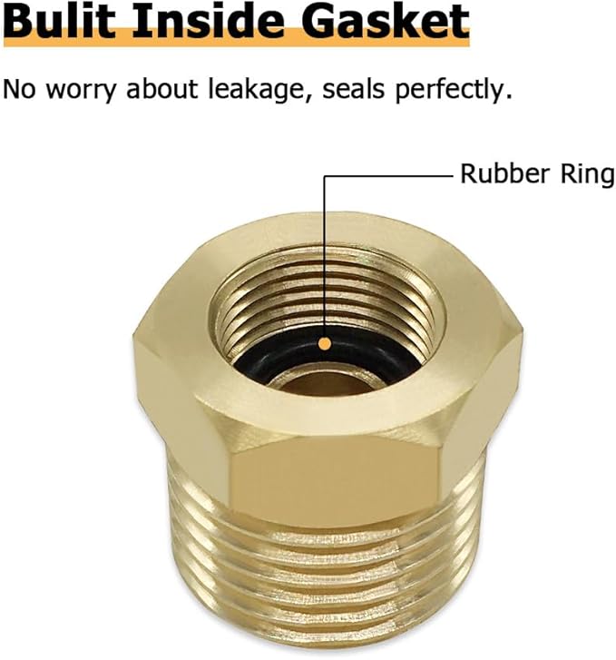 Hooshing 1/2 G Male to 3/8 Compression Female Thread Reducer Faucet Adapter Brass Water Line Fittings Water Supply Adapter for Kitchen Bathroom Plumbing