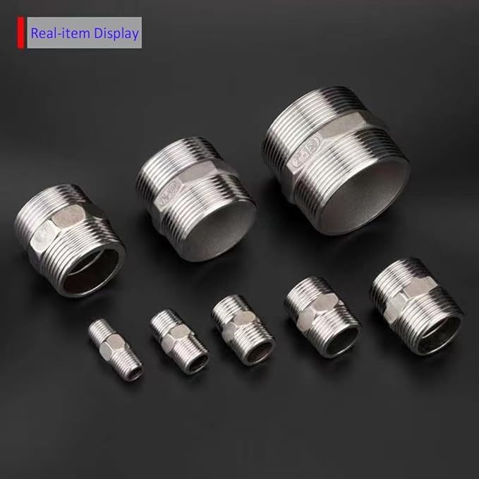 1/8" x 1/8" NPT Male Threaded Hex Nipple,Stainless Steel 304 Quick Coupler Pipe Fitting (1/4")